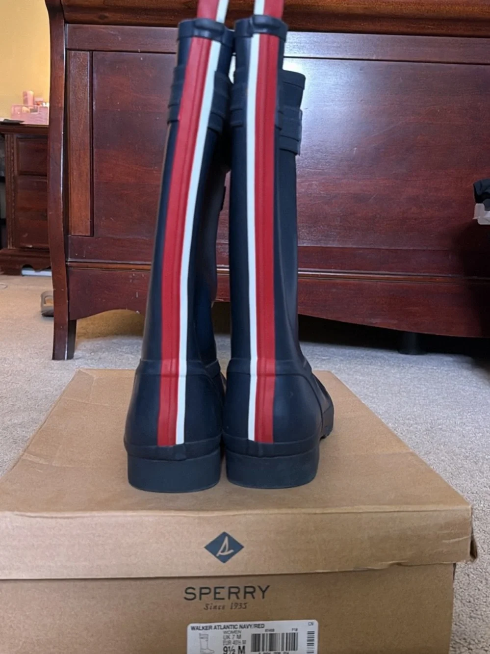 Sperry Tall Navy Waterproof Rain Boots